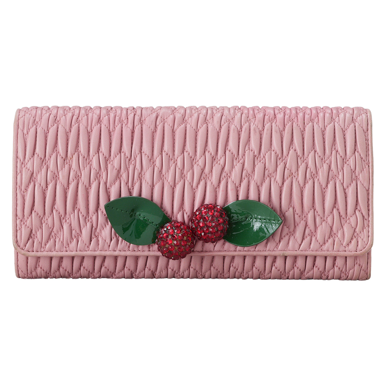 MIU MIU(USED)미우미우 나파 크리스탈 장식 체인 장지갑